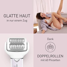 Panasonic ES-EY30 Wet/Dry Epilator Women Dual Disc with 60 Tweezers 90° Swivel Head 3 Speeds & LED Light 30min Operation Cordless Hair Remover