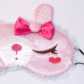 [Pink Temptation] Embroidered Applique Eye Shade/Sleeping Mask Cover/Sleep Blinder (7.9 * 3.1)