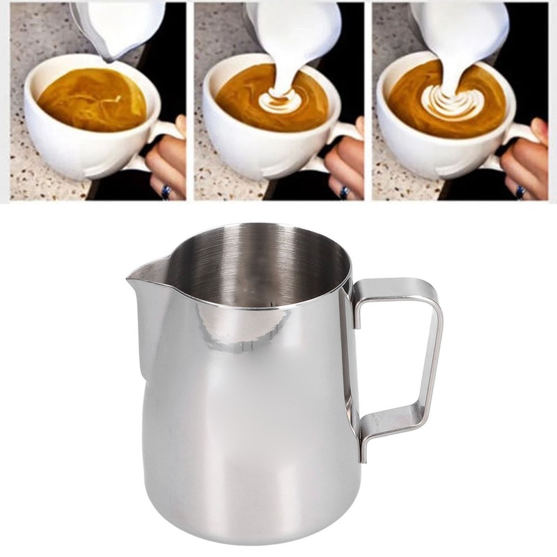 Milk Frother Cup 380ml 304 Stainless Steel High Durability Multifunctional