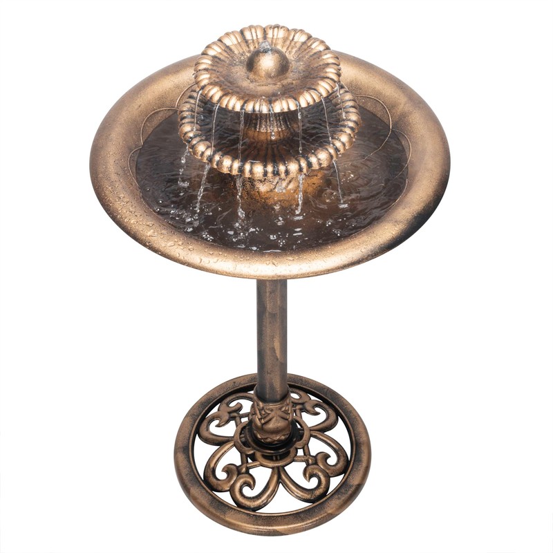 Alpine Corporation TEC106-BZ 35” Tall 3-Tier Pedestal Water Fountain with