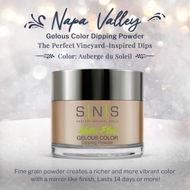 SNS Nail Dip Powder, Gelous Color Dipping Powder - Auberge du Soleil (Brown/Taupe, Shimmer) - Long-Lasting Dip Nail Color Lasts 14 Days - Low-Odor & No UV Lamp Required - 1oz