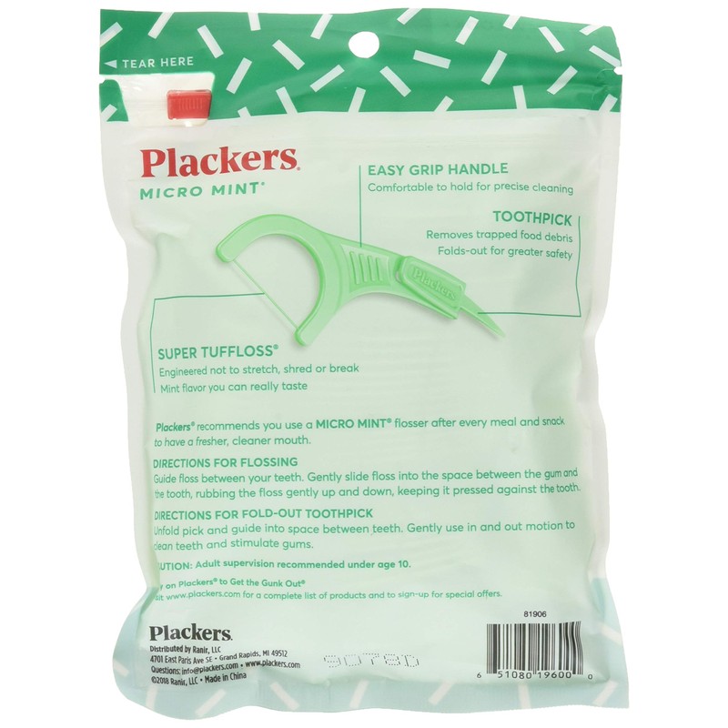 PLACKERS Micro Mint Freshens Breath, Dental Flossers Mint 90 Each