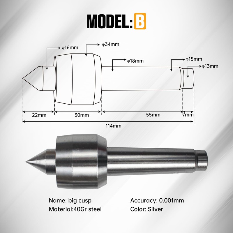 CNCTOPBAOS 65mm Lathe Center Morse Taper 2 Live Center Movable