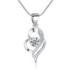 Kamise Silver Necklace for Women, 925 Sterling Silver Heart Pendant