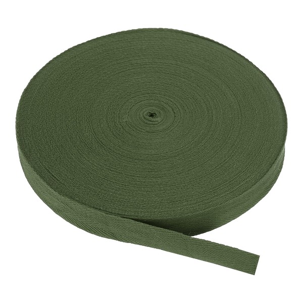 PATIKIL Cotton Twill Tape 20mm(3/4 Inch) 50 Yards Cotton Ribbon Bias Binding Tape Herringbone Webbing Trim for Sewing Gift Wrapping Craft DIY Army Green