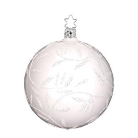Inge-Glas Ball, 10cm Delights, Porcelain White Pearl Kugel 21696T010 German Glass Christmas Ornament