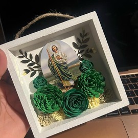 San Judas Tadeo mini shadowbox 5x5” Decor Frames Gift Photo
