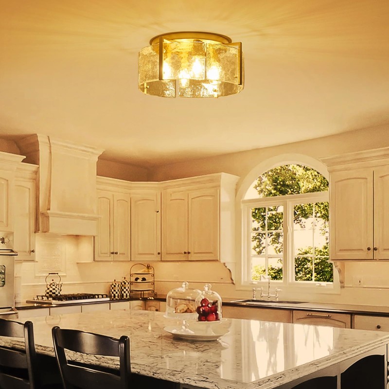 peskoe 17.3" Modern Gold Semi Flush Mount Ceiling Light Fixture