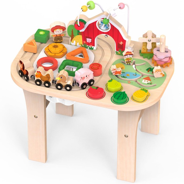 Activity Table for 1 Year Old, Baby Wooden Sensory Table