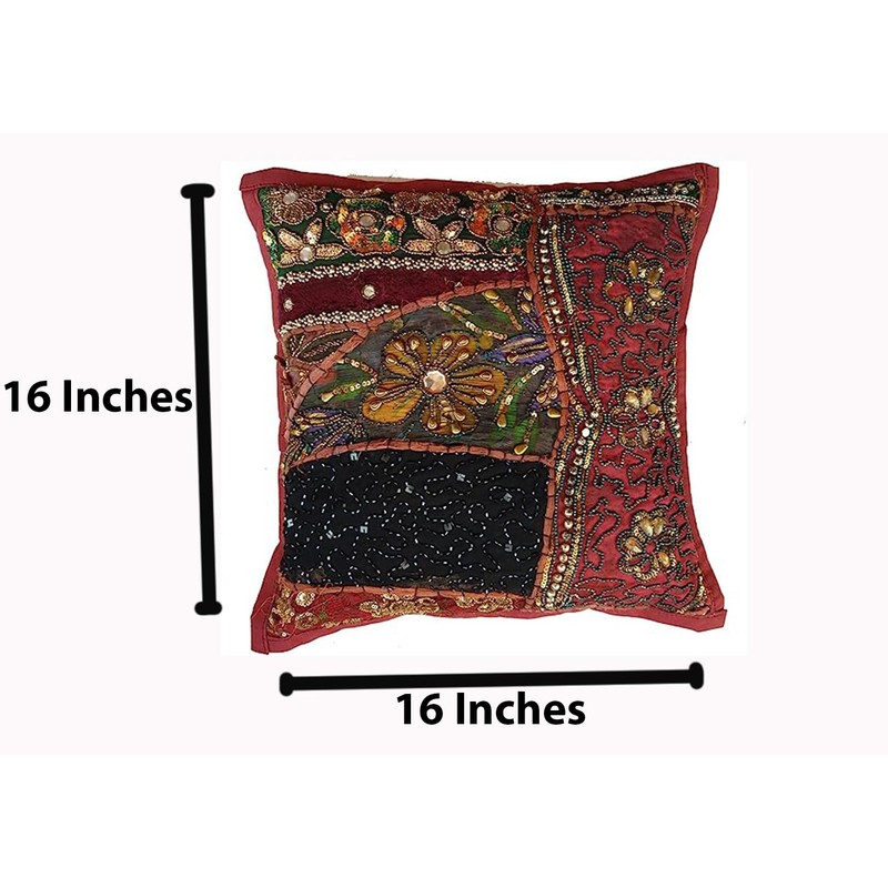 Rastogi Handicrafts Decorative Throw Pillow Cases, Embroidered Cotton Cushion Cover