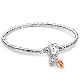 APUUESN Sterling Silver Charms Bracelet, Charm Pendant Bracelets From 17 cm to 20 cm Silver Moments Series, 17 cm, Sterling Silver