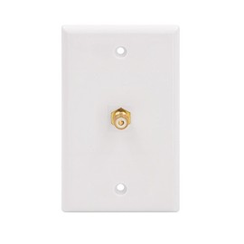 VCE Single RCA Connector Wall Plate for Subwoofer Audio Port - White
