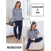 Wikoan Women Pyjamas Set Cotton Soft Pj's Sets Long Sleeve