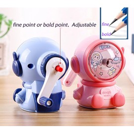 Anller Pencil Sharpener, Hand Crank Manual Sharpener, Auto Pen Feed Feature, Adjustable in 2 Gear, Cute Pencil Cutter for Classroom/Office/Home, Blue
