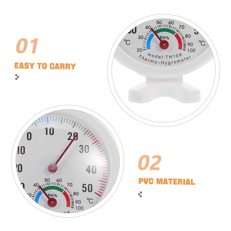 IWOWHERO 2Pcs Round Temperature Humidity Gauge for Refrigerators Humidifiers Indoor