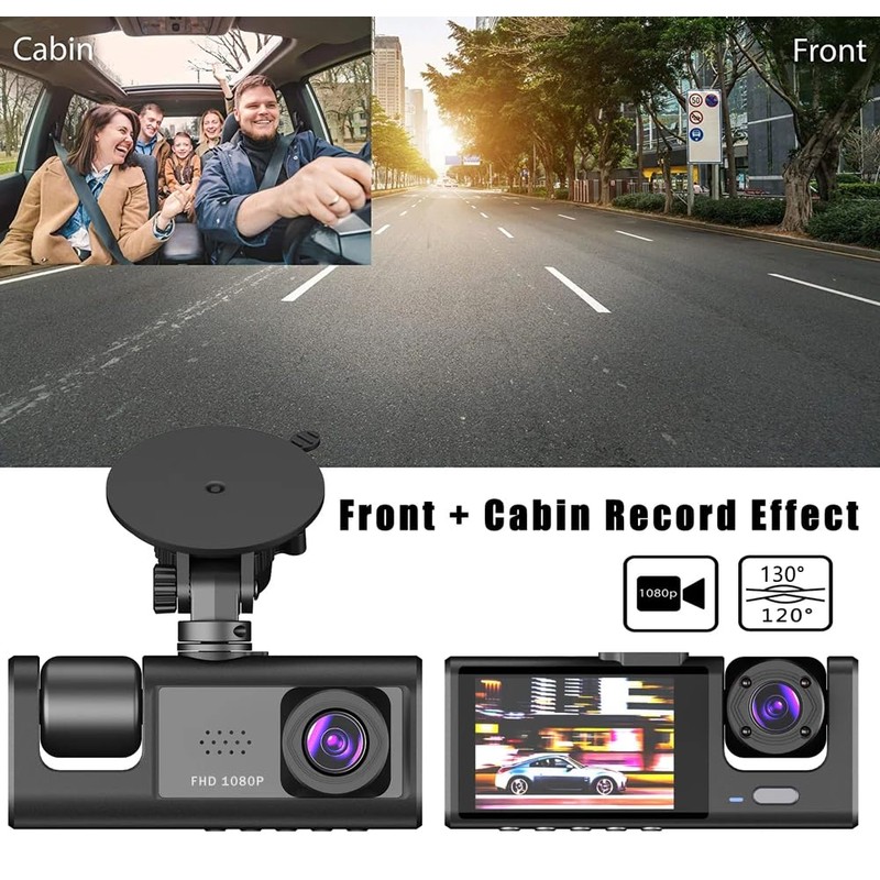 Dual Lens Dash Camera for Car, 1080P Dash Cam Front
