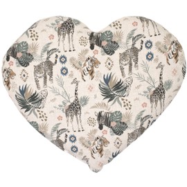 Bio-Bio-Dinkelkissen Herz ca. 30x25cm - Bio Füllung & Bio Stoff Wilde Tiere - Wärmekissen - Körnerkissen - Ein charmantes Geschenk