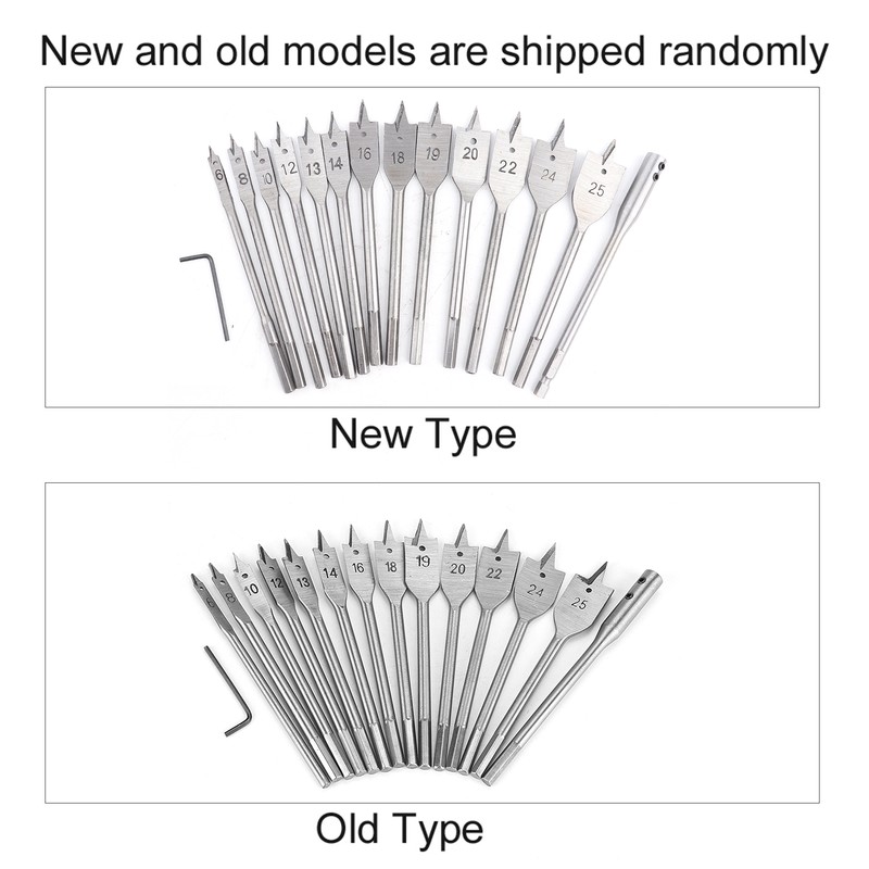 15pcs Carbon Steel Hex Shank Spade Flat Wood Drill Bit