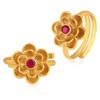 Aheli Gold Plated Rani Pink Synthetic Stone Studded Floral Adjustable