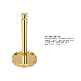 Ivilon Paper Towel Holder Stand - Steady and Easy Tear - Fits All Paper Towel Rolls - Gold Polished