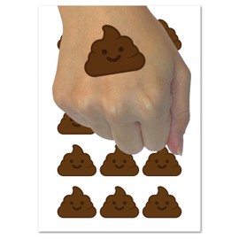 Smile Poop Face Emoticon Temporary Tattoo Water Resistant Fake Body Art Set Collection - 15 2" Tattoos (1 Sheet)