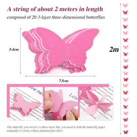 Pack of 7 3D Butterfly Garland Paper Decoration Party Birthday Wedding Colourful Birthday Garland Party Garlands Ceiling Hanger Banner Hanging Decorative Garland (Colourful)