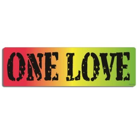 PMacCreations 10" x 3" Bumper Sticker - ONE LOVE - Peace Rasta Bob Marley