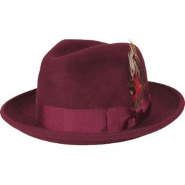 Milani Men's Milani Wool Fedora Hat Soft Crushable Lined FD219 Burgundy - M, Burgundy