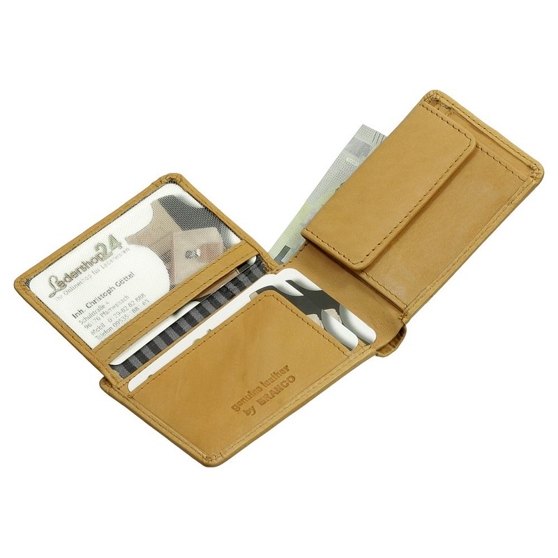 Branco Leather Men's Mini Purse Soft Cowhide 10 cm, tan