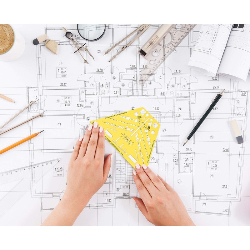 Traceease Electrical Drafting Isometric Piping Template Drawing Stencil,Designing Template Measuring