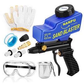 NANPU Light-Duty Air Sandblaster Gun Kit with Gravity Feed, Ceramic Nozzle, Metal Body, for Small Project Surface Prep, Paint & Rust Removal, Metal/Wood/Glass Etching, Requires Air Compressor