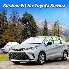KMF Windshield Sun Shade Replacement for Toyota Sienna Accessories 2021-2024, Side Window Sun Shade Cover Sun Visor Shield Cover, Rear Window Sunshade for Camping/Baby UV Block and Privacy Protect