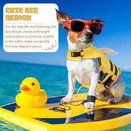 Relaxweex Dog Life Jacket Dog Life Vest for Swimming Boating Cute Bee Design with Rescue Handle Adjustable High Flotation Pet Lifesaver Swimsuit for Small Medium Large Puppy Water Safety(Large)