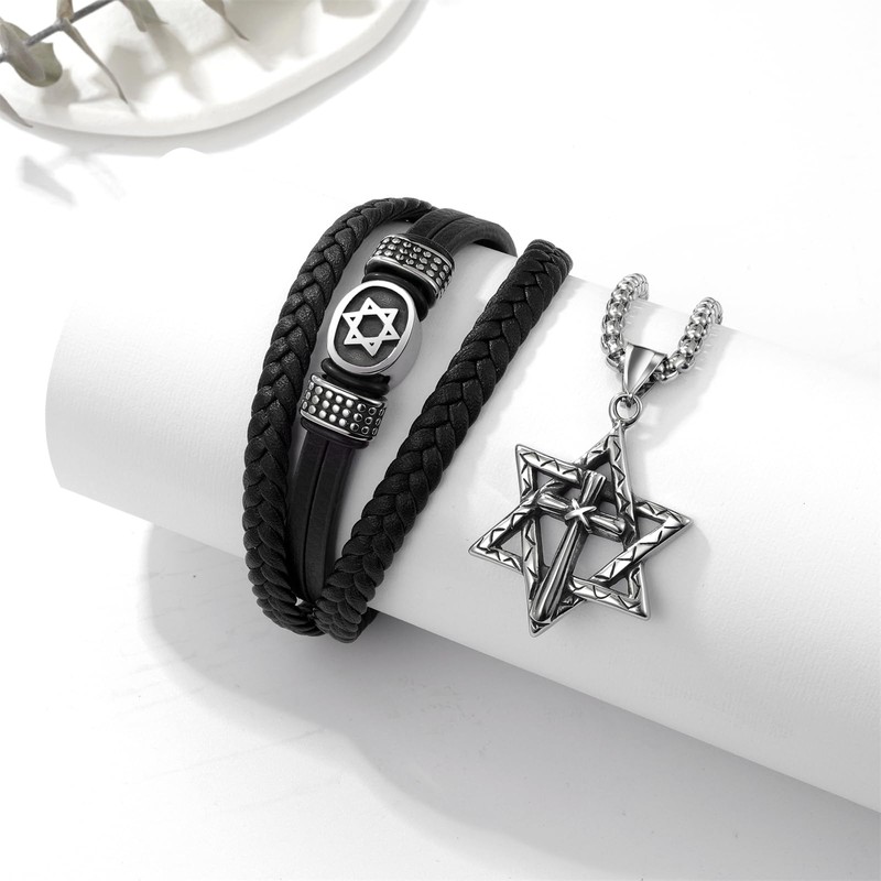 JewelryWe Star of David Jewelry Set: Star of David Cross
