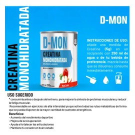 Creatina Monohidratada En Polvo 250g D-mon 50 Servicios                                                                                               