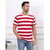 COSAVOROCK Men's Wide Striped Cotton Short Sleeve T-Shirts Crew Neck