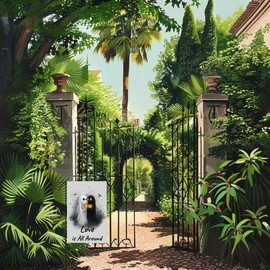 iWeeta Funny Cute Ghost Garden Flag of Love is All Around, 12x18 Inches for Yard Outdoor Decor