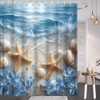 EUBTPA Starfish Shower Curtain Seacoast Sand Seashells Blue Flower Tropics