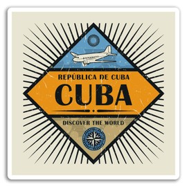 2 x 10cm Cuba Vinyl Stickers - Caribbean Travel Sticker Laptop Luggage #18102 (10cm Wide)
