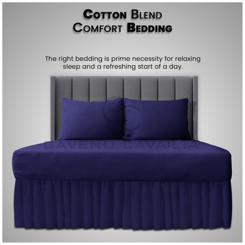 Plain Poly Cotton Frilled Valance Fitted Sheets, Easy Care Fitted