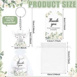 Equsion 60 Set Funeral Favors Celebration of Life Favors Include Acrylic Angel Keychains Sympathy Thank You Tags with White Organza Bags for Funeral Memorial Party Guest Return Gifts