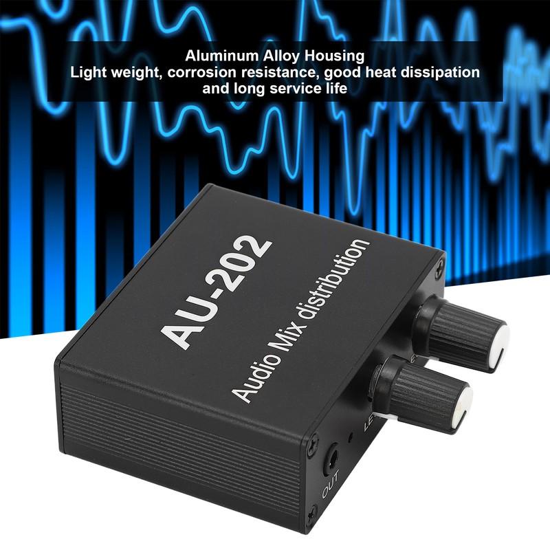 Stereo Mixer Audio Distributor 2 Input 2 Output 3.5mm Jack