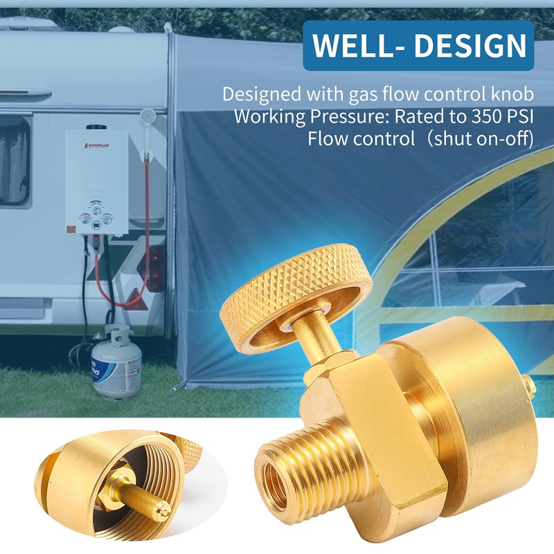 1LB Brass Propane Needle Control Valve, Disposable Adjustable Pressure Propane