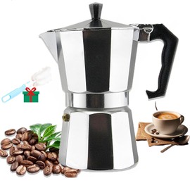 NEWYOUTH Cafetera Espresso - 12 Tazas 600ML Cafetera Italiana de Aluminio Pot Express, Cafetera Italiana y Cubana, Olla Octogonal de Aluminio Pulido a Mano para Casa y Camping