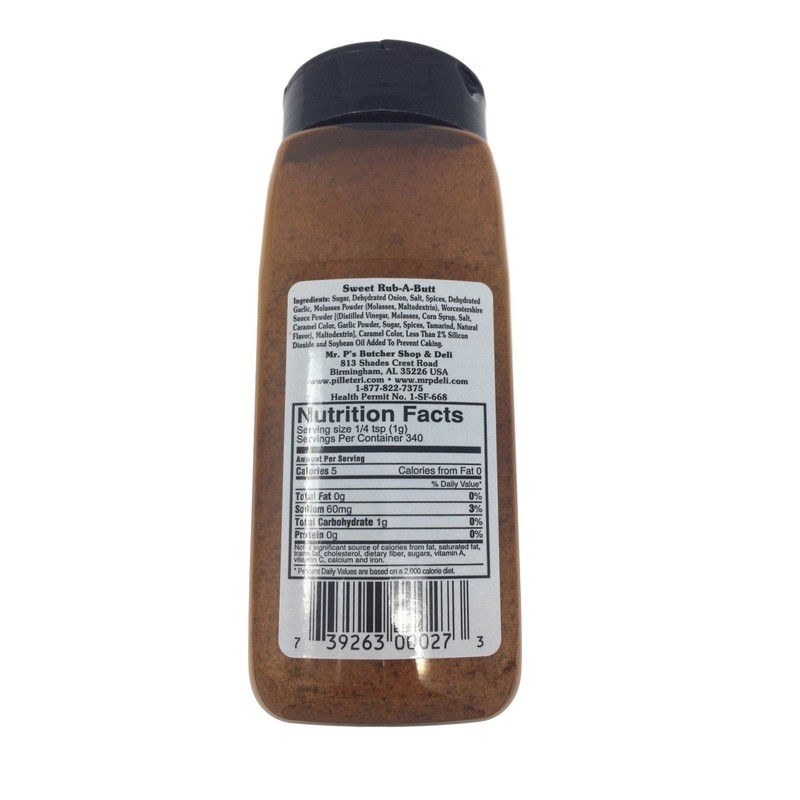 Pilleteri's Original Sweet Rub 'A' Butt Seasoning, 12 oz. Bottle