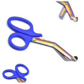 Heavy Duty Fluoride Coated Nurse Doctor Medical Paramedic Trauma Shears Scissors 7.25" (ODM) (ROYAL BLUE MULTI COLOR BLADE)