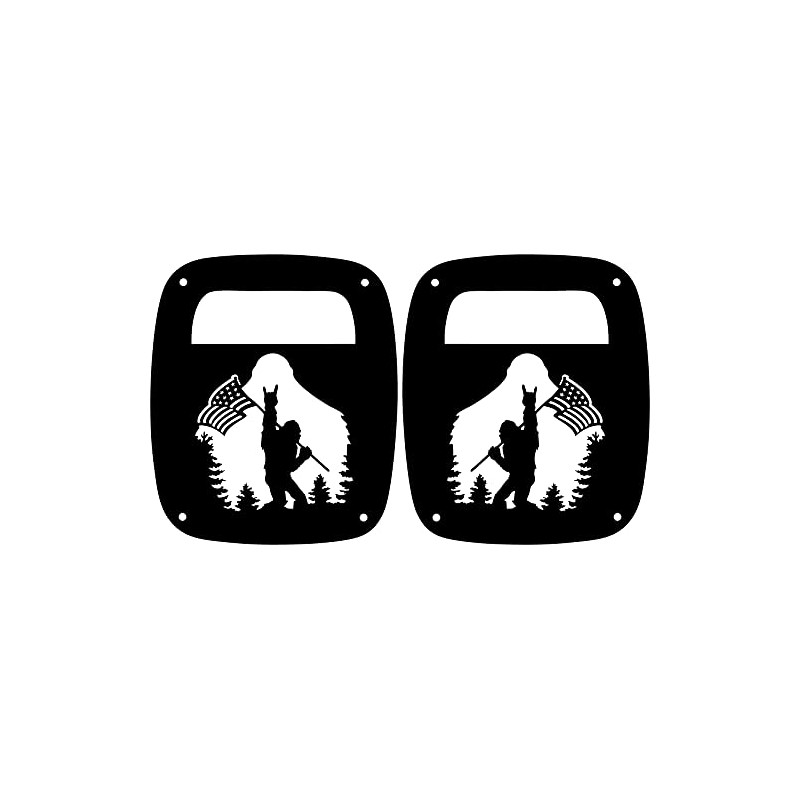 JeepTails Bigfoot Horns and US Flag Tail lamp Light Covers
