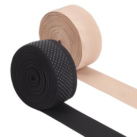 BENECREAT - Banda elástica de silicona antideslizante de 4.4 yardas, 2 colores, cinta de poliéster fácil de 2 pulgadas de ancho, agarre de silicona con respaldo de puntos para accesorios de costura de