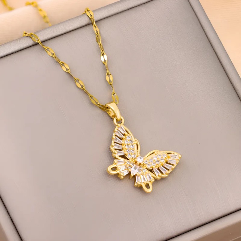 Collar Taikula Mariposa Oro 18K Acero Inoxidable Mujer 40+5cm