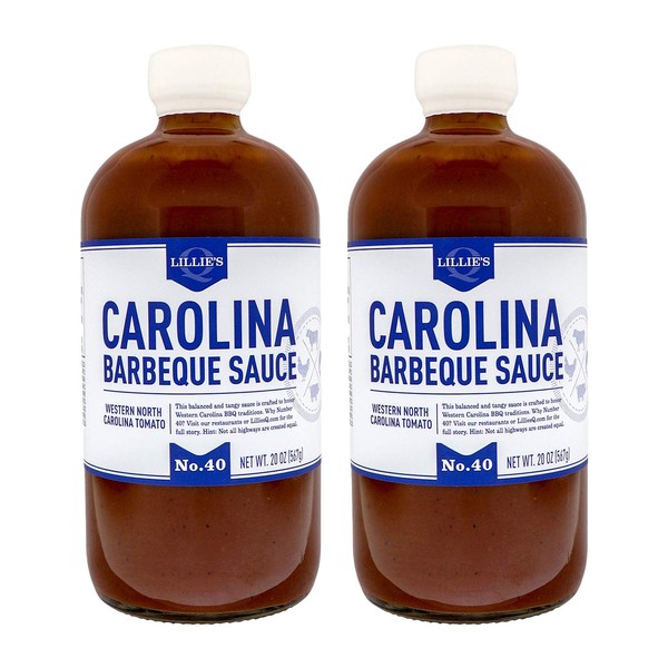 Lillie's Q - Carolina Barbeque Sauce, Gourmet Carolina Sauce, Tangy BBQ Sauce with Tomato Vinegar, All-Natural Ingredients, Made with Gluten-Free Ingredients (20 oz, 2-Pack)